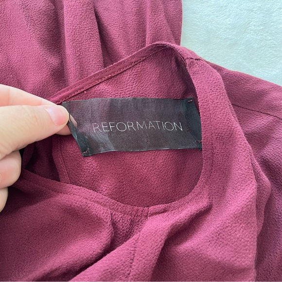 Reformation Amelia Backless Mini Dress in Burgundy - Picture 2 of 7